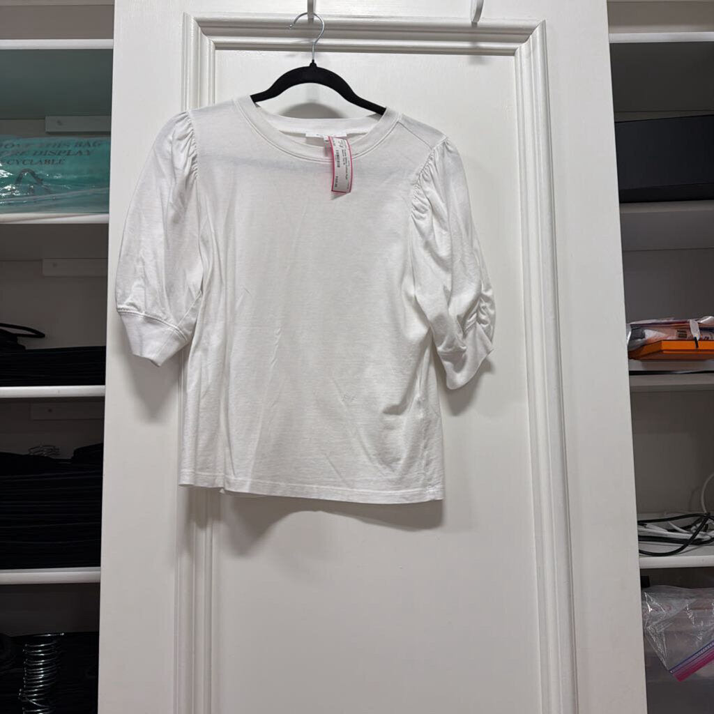 White Cotton Puff Sleeve Tee