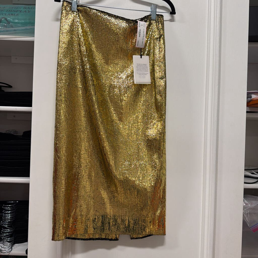 Gold Foil Midi Skirt (NWT)