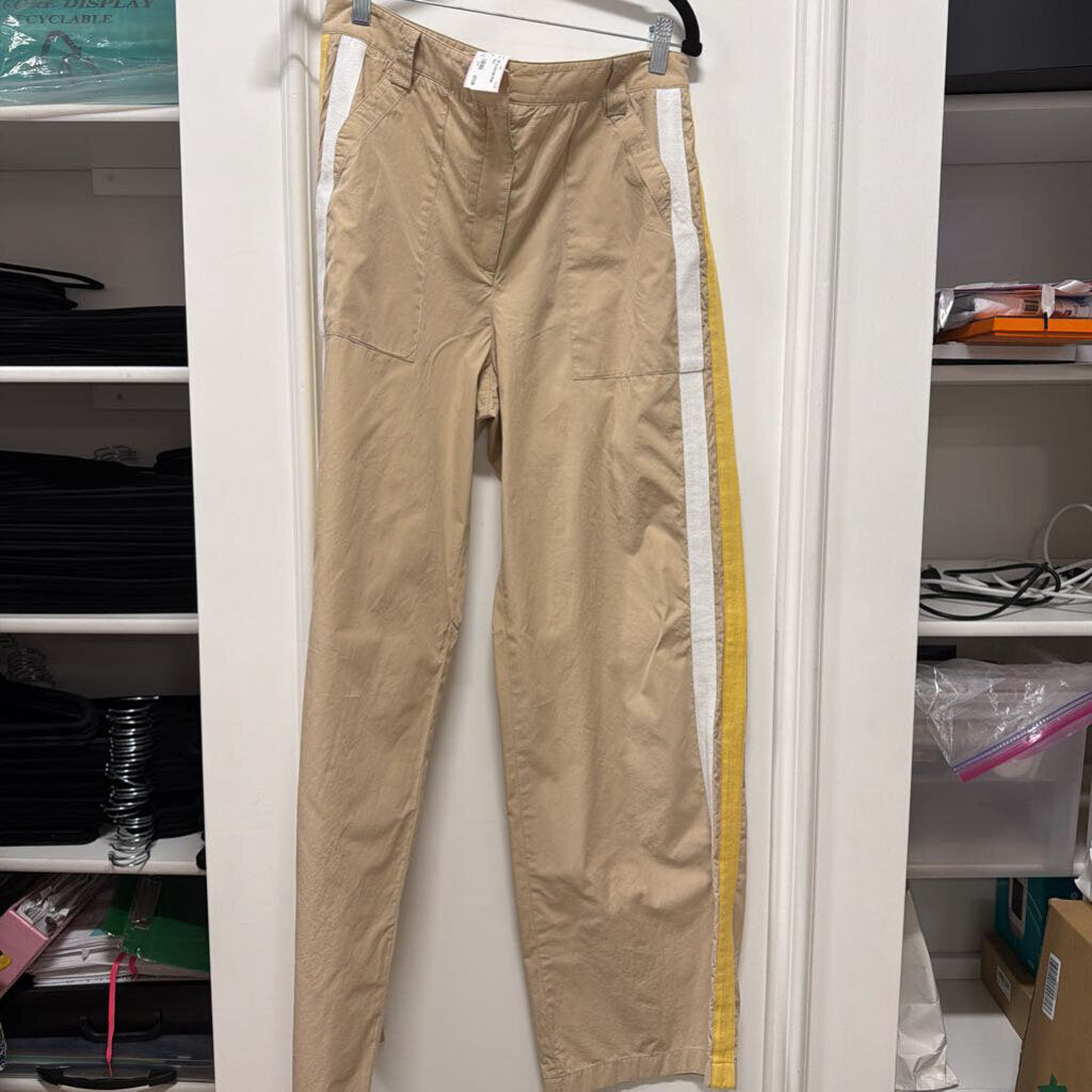Tan Cotton Side Stripe Pants
