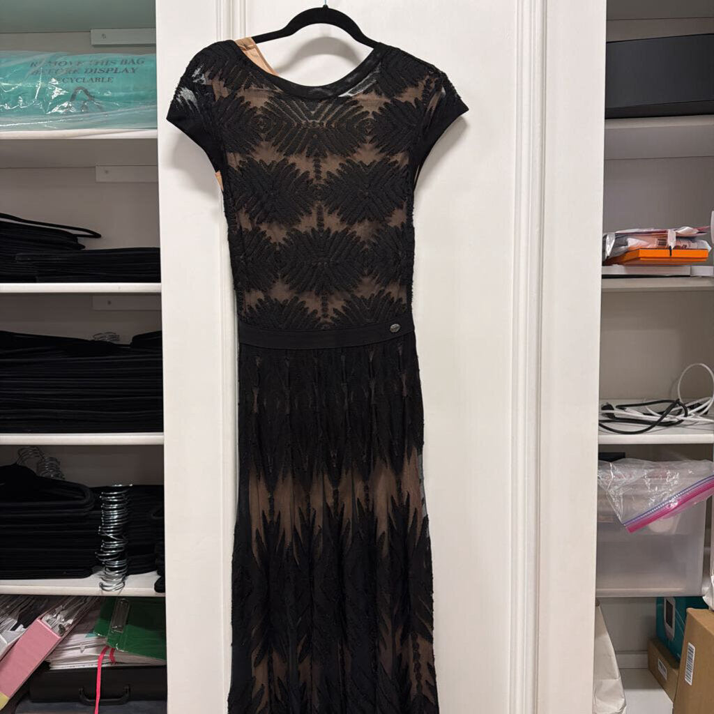 Black Viscose Lace Maxi Dress