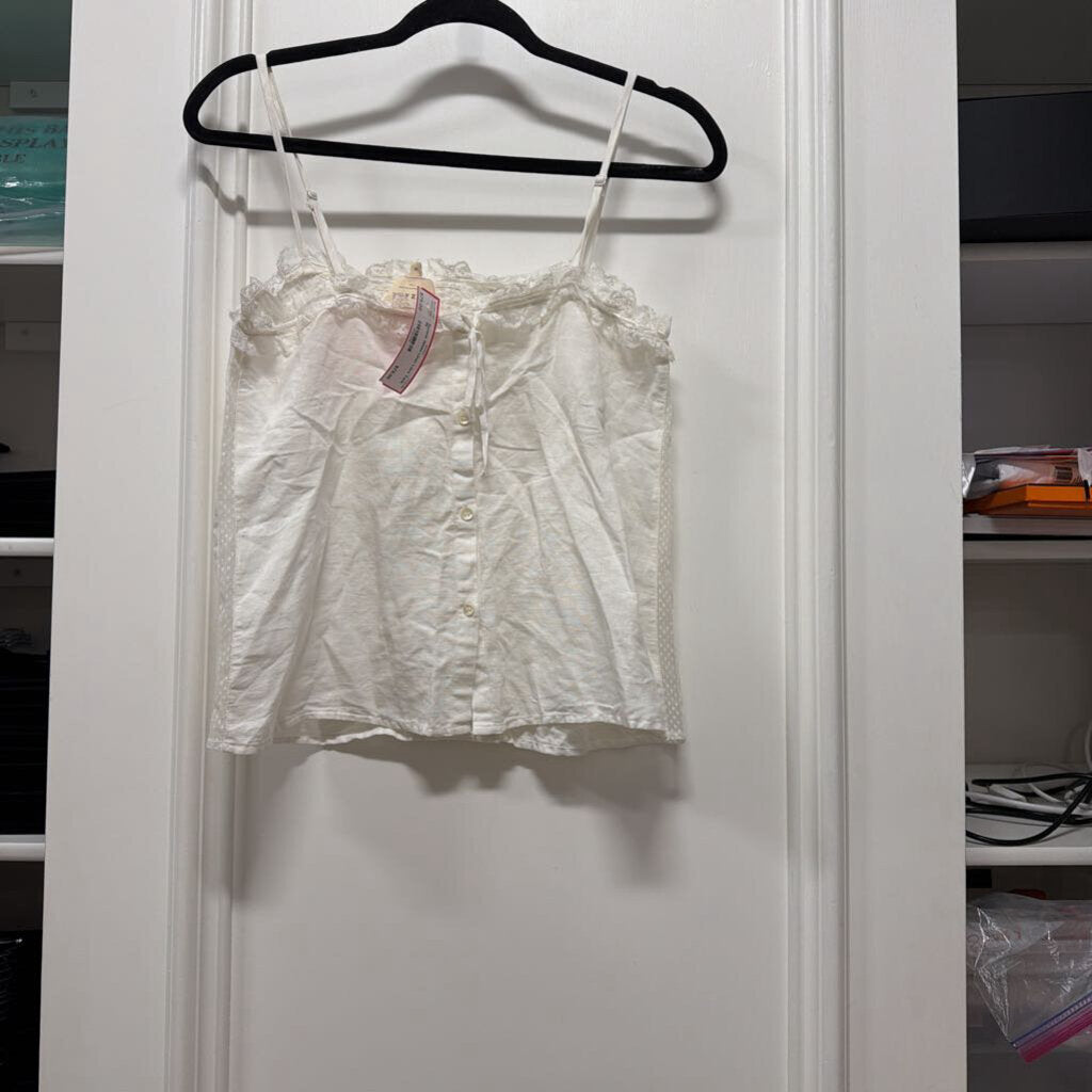 White Linen Lace Tank