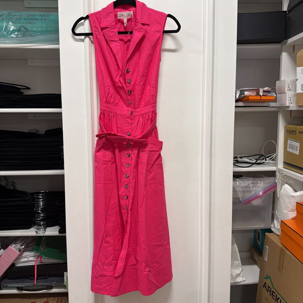 Pink Cotton Belted Dress