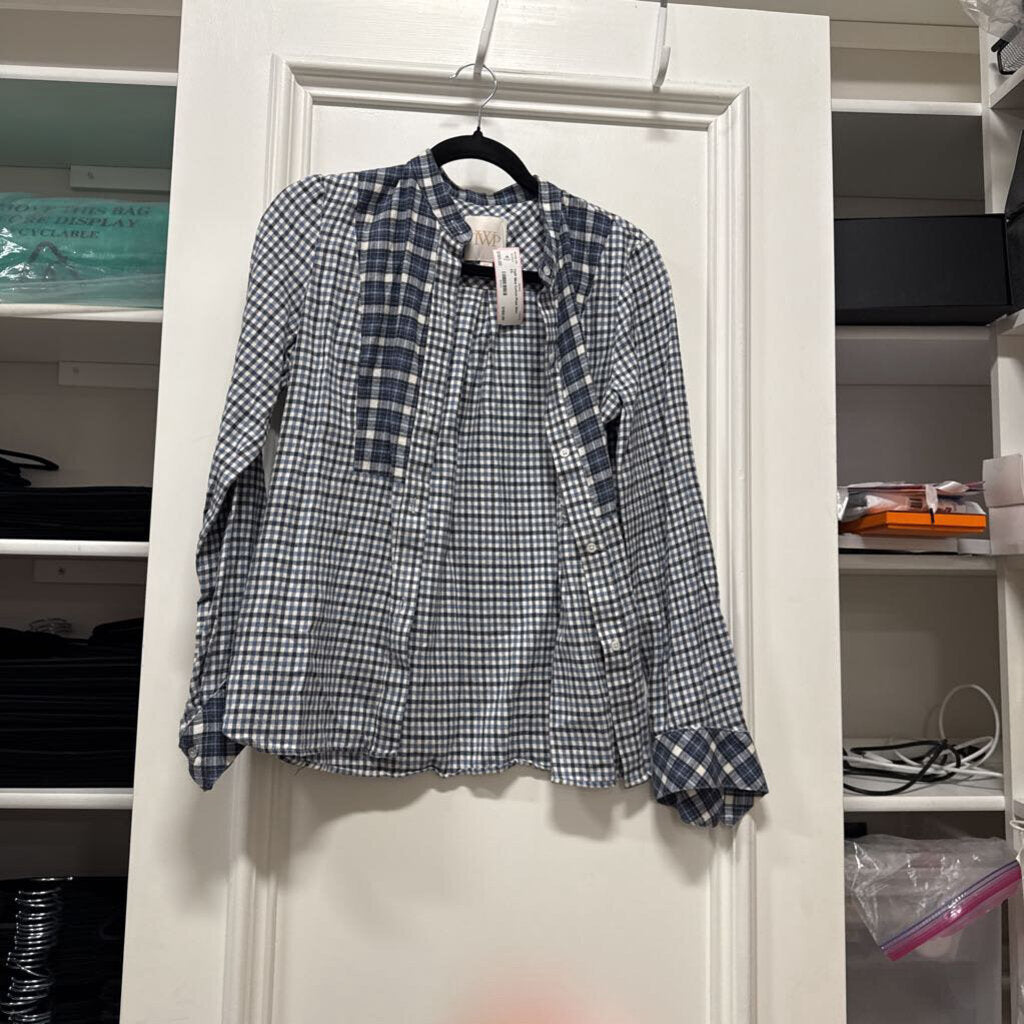 Blue Cotton Plaid Shirt
