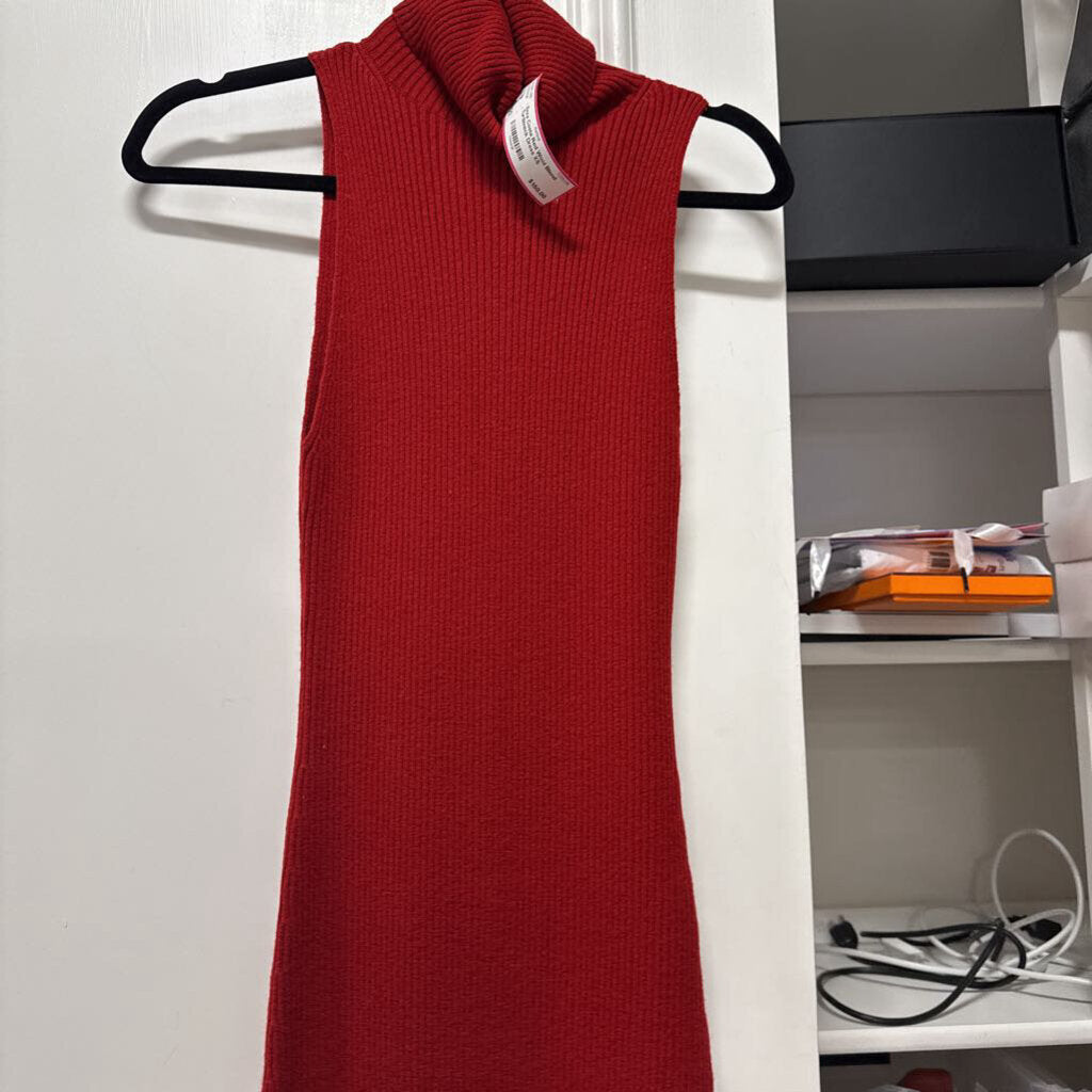 Red Wool Blend Turtleneck Dress