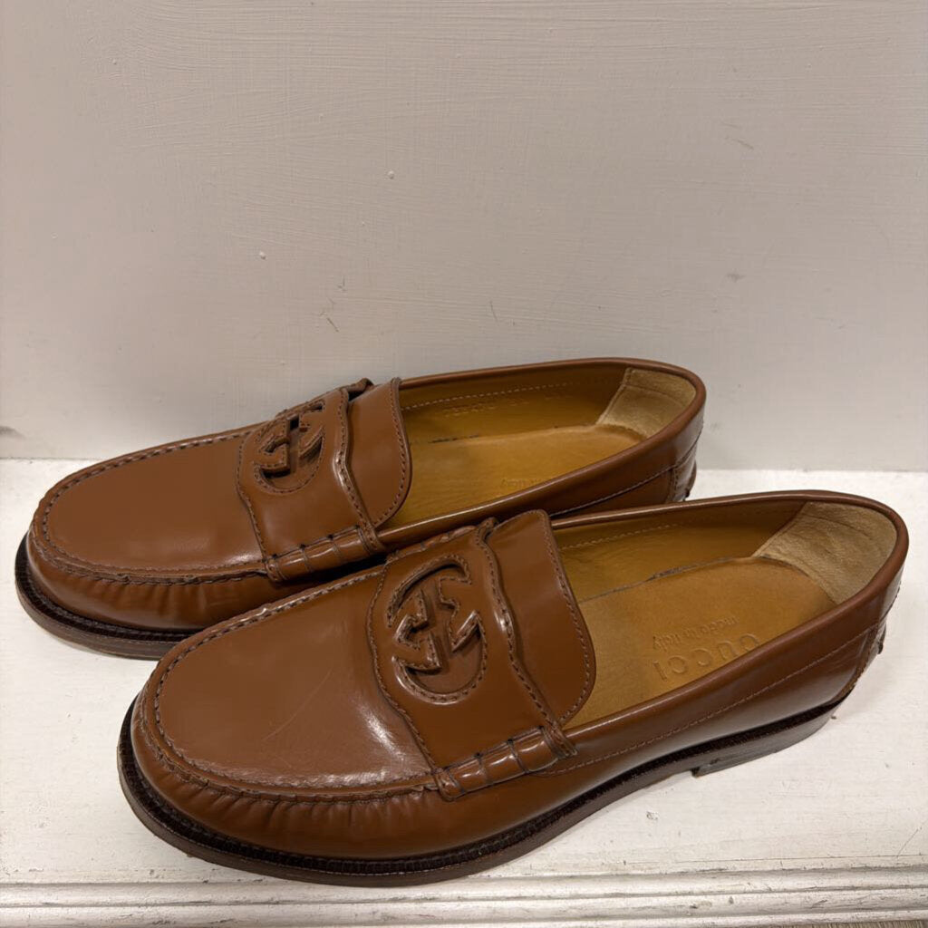 Brown Leather GG Loafers