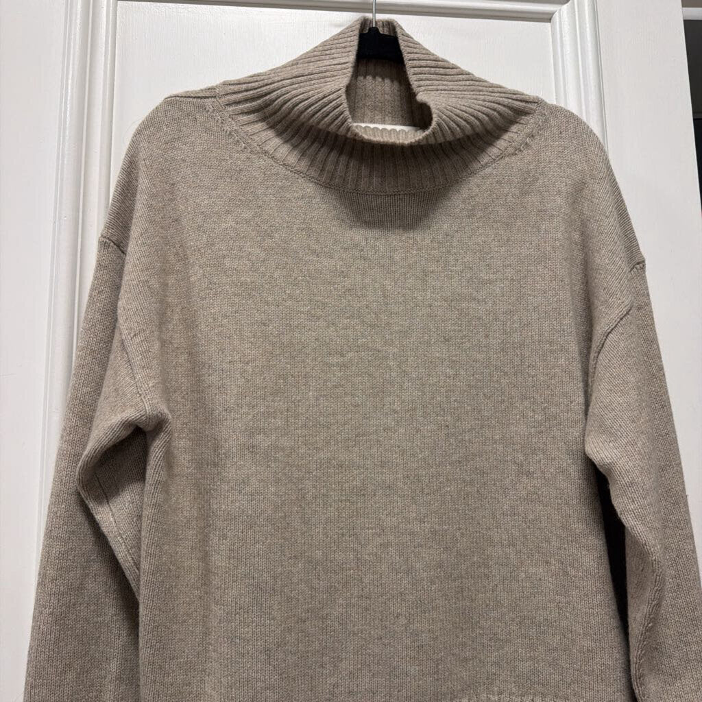 Tan Wool Mock Neck Sweater