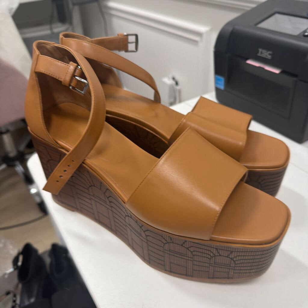Brown Calfskin Platform "Illusion" Sandals (41)