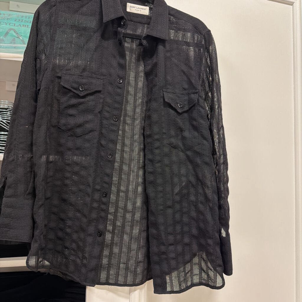 2018 Black Wool Semi-Sheer Shirt