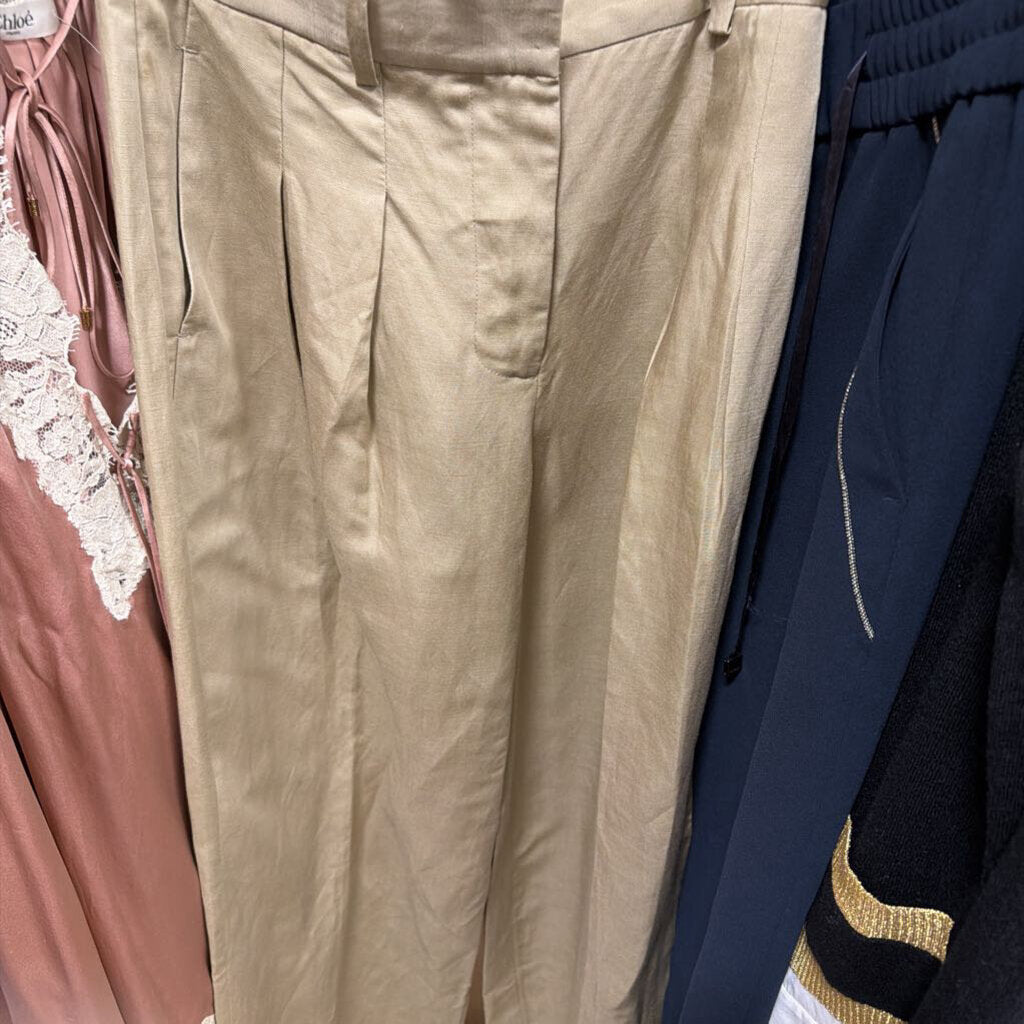 Khaki Lyocell Blend Trousers