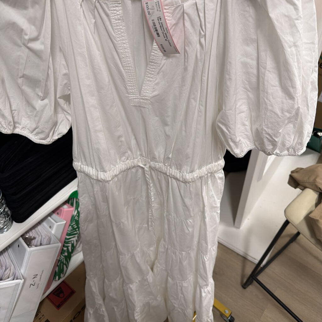 White Cotton Tiered Maxi Dress