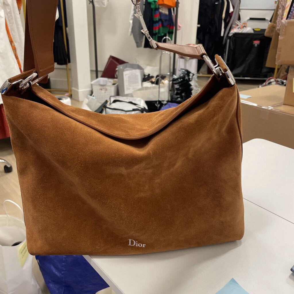 Brown Suede Calfskin Diorly Bag Silver HW (4500)3