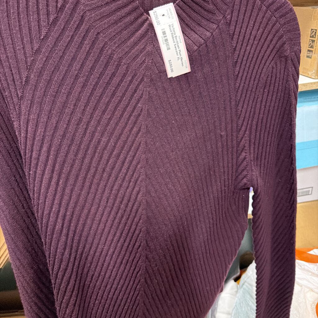 Plum Merino Wool Ribbed Sweater