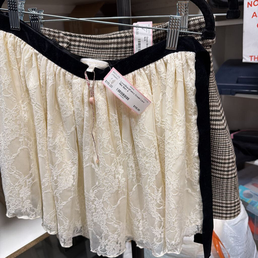 Cream Lace Mini Skirt