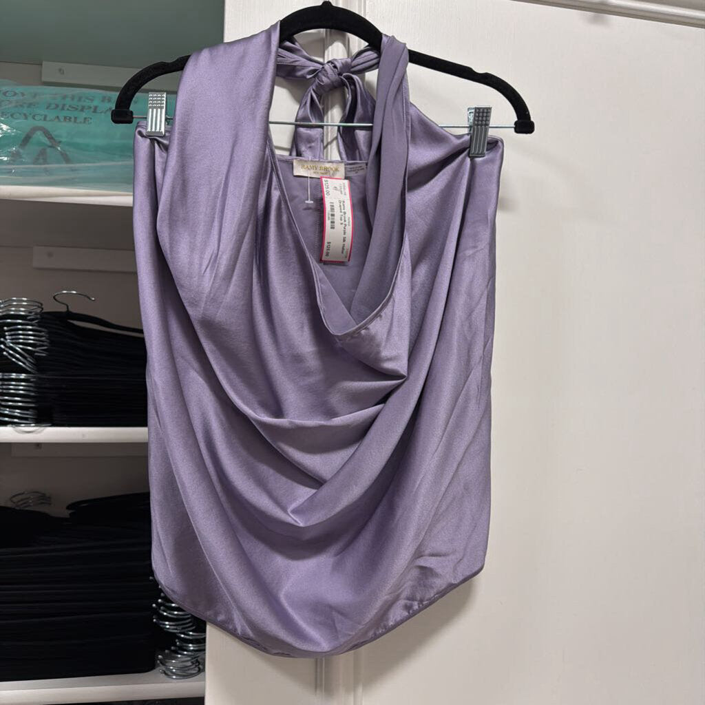 Purple Silk Halter Draped Top