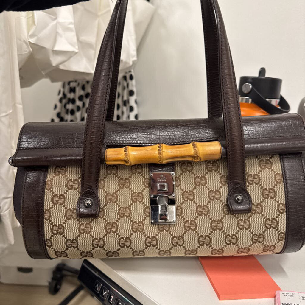 Brown GG Canvas Bamboo Bag