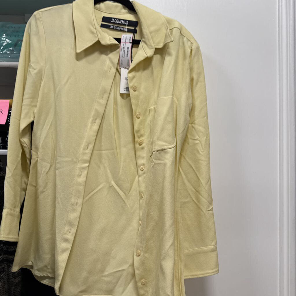 Pale Yellow Asymmetric Viscose/Polyamide Shirt