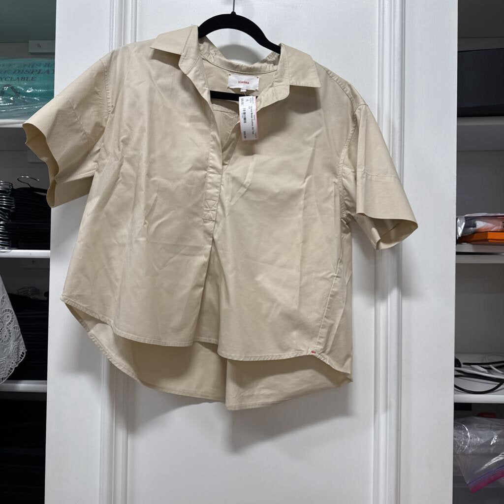 Beige Cotton SS Top