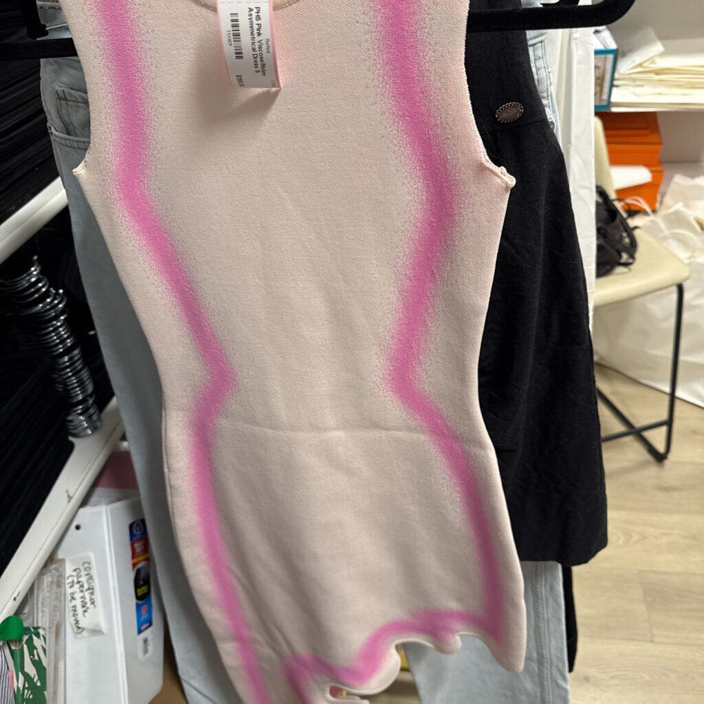 Pink Viscose/Nylon Asymmetrical Dress