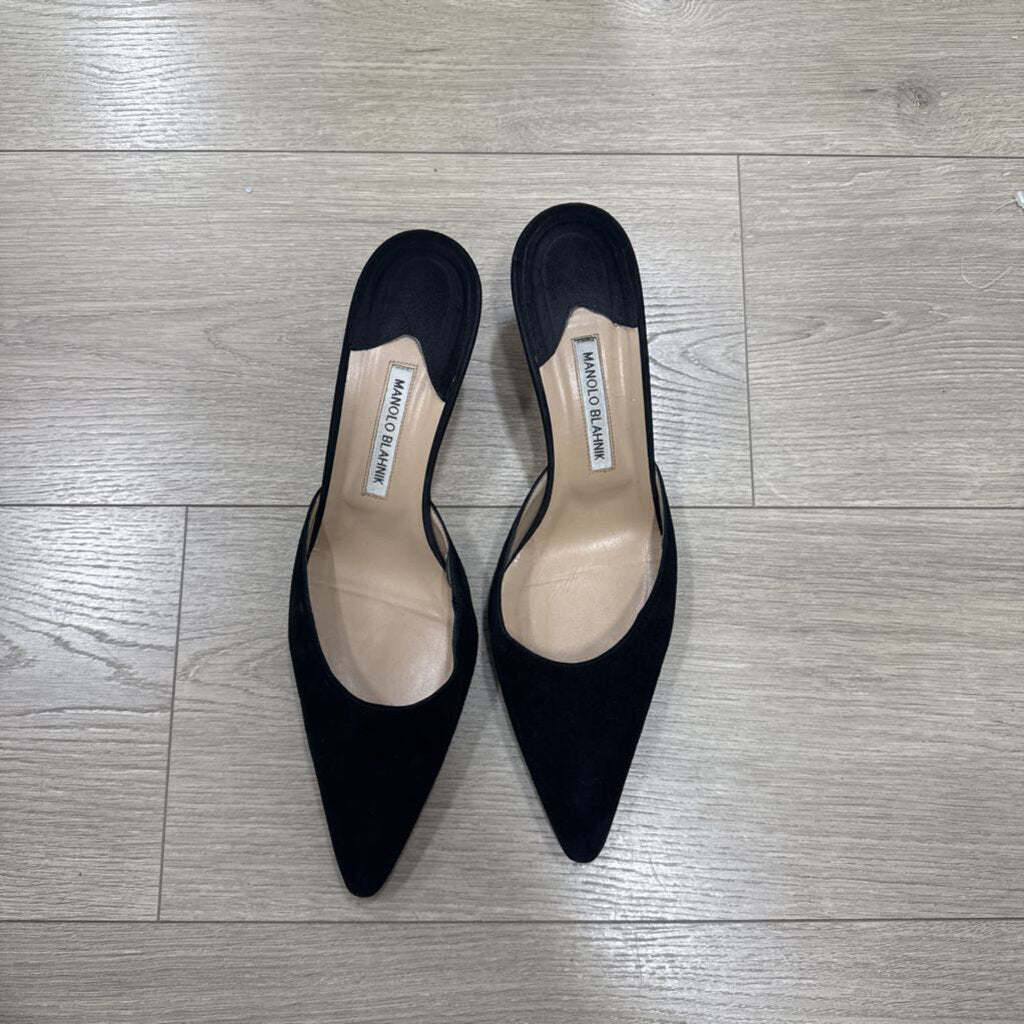 Black Suede Mule (as is - right stitching)