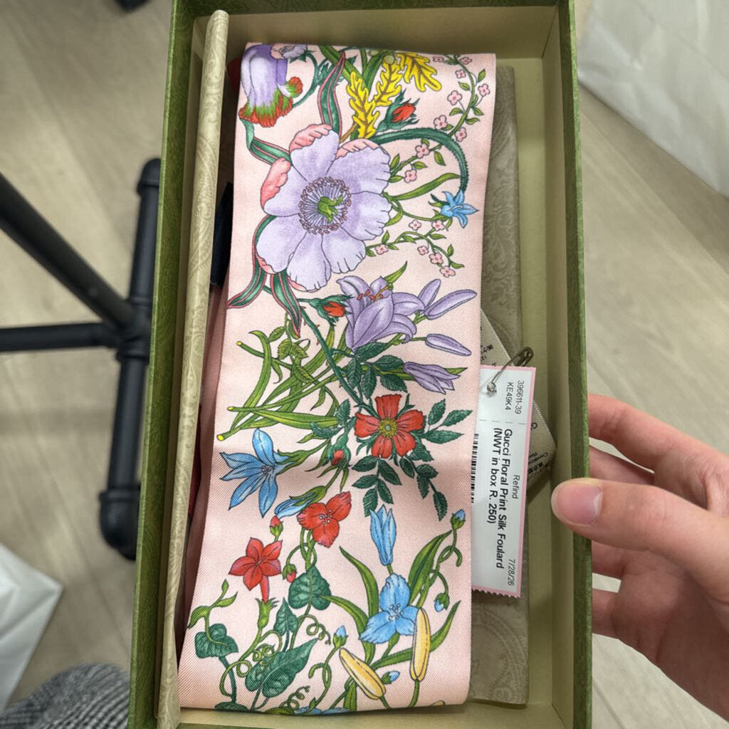 Floral Print Silk Foulard (NWT in box R. 250)