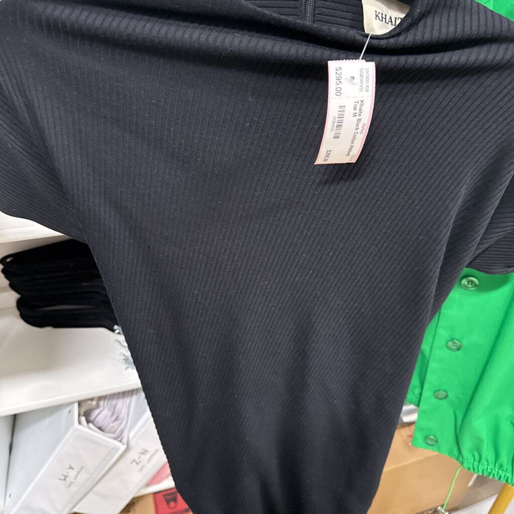 Black Cotton Ribbed Top