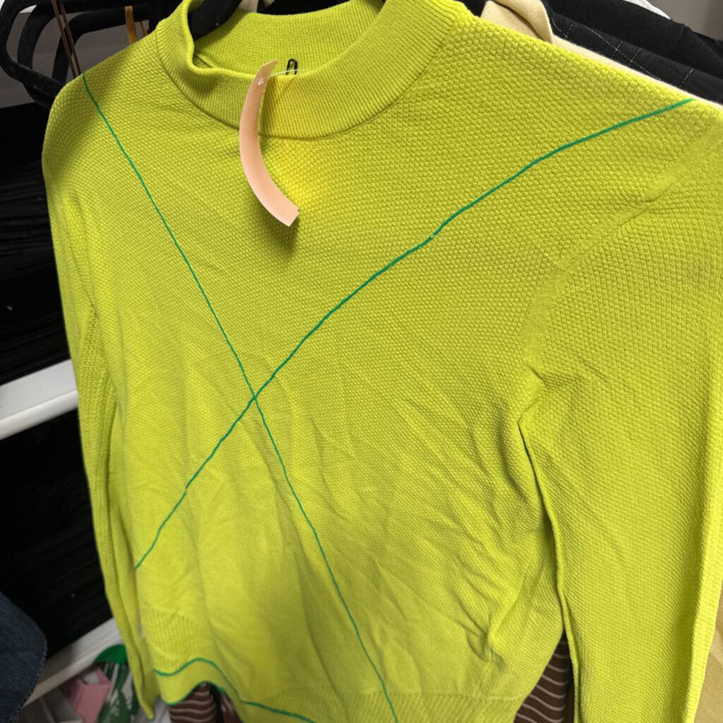 Green Viscose Blend Mock Neck Top
