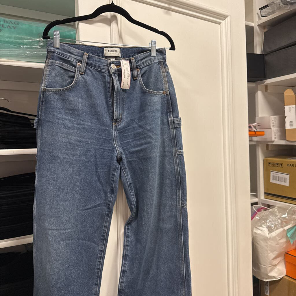 Dark Washed Cargo Wide Leg Jean