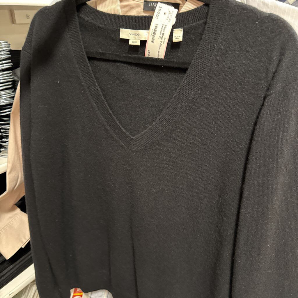 Black V-Neck Cashmere Sweater