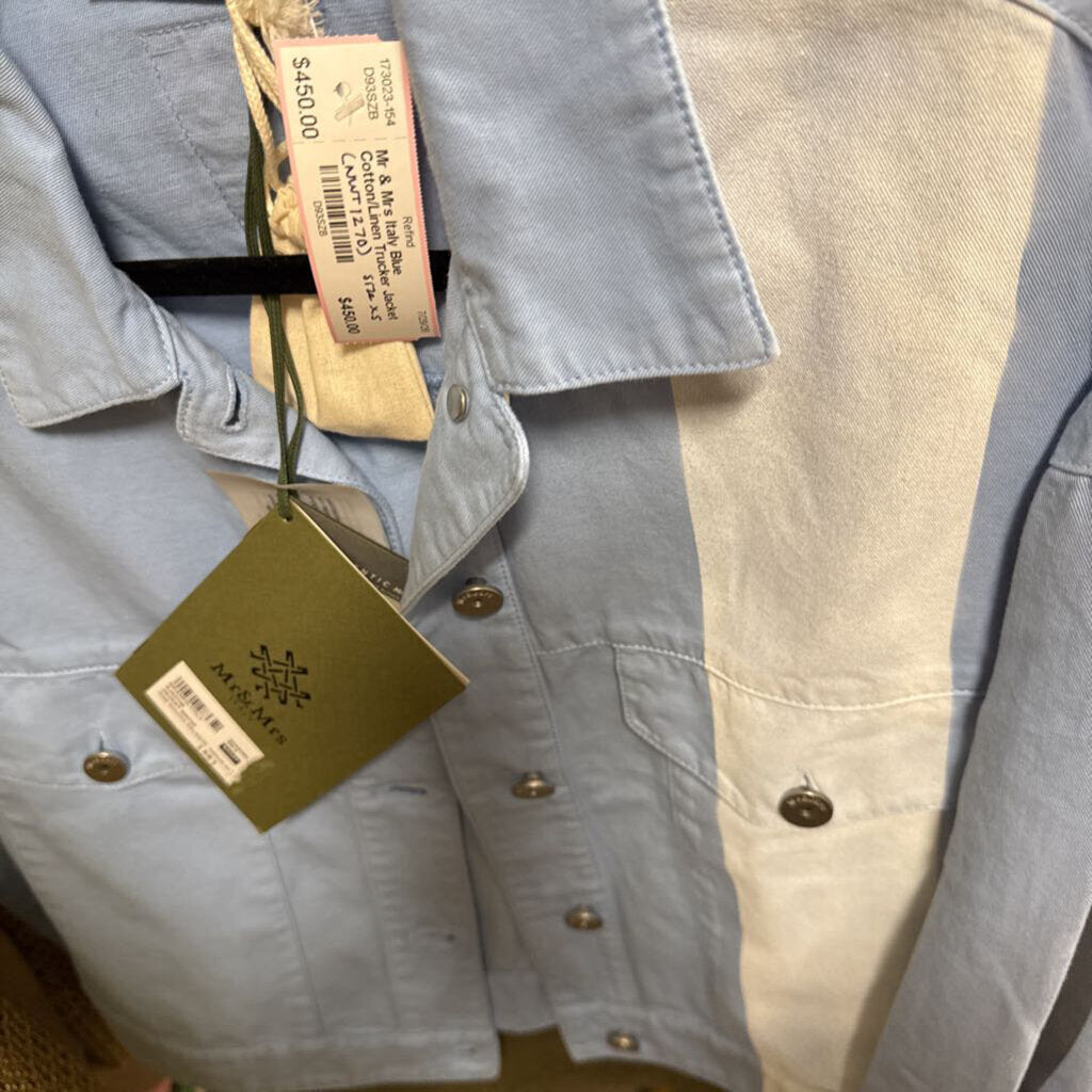 Blue Cotton/Linen Trucker Jacket (NWT 1270)