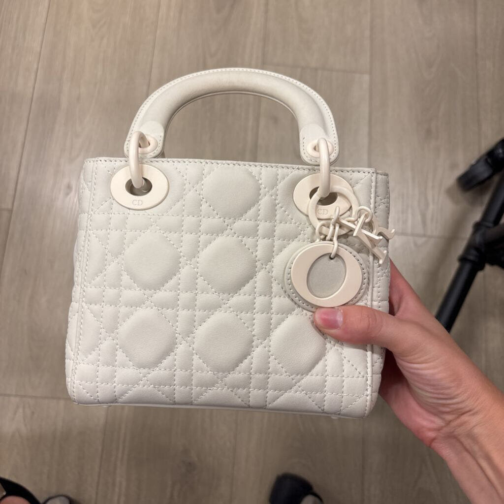 RARE Matte White Mini Lady Dior w/ Strap
