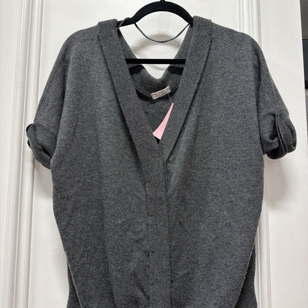 Grey V Neck SS Sweater