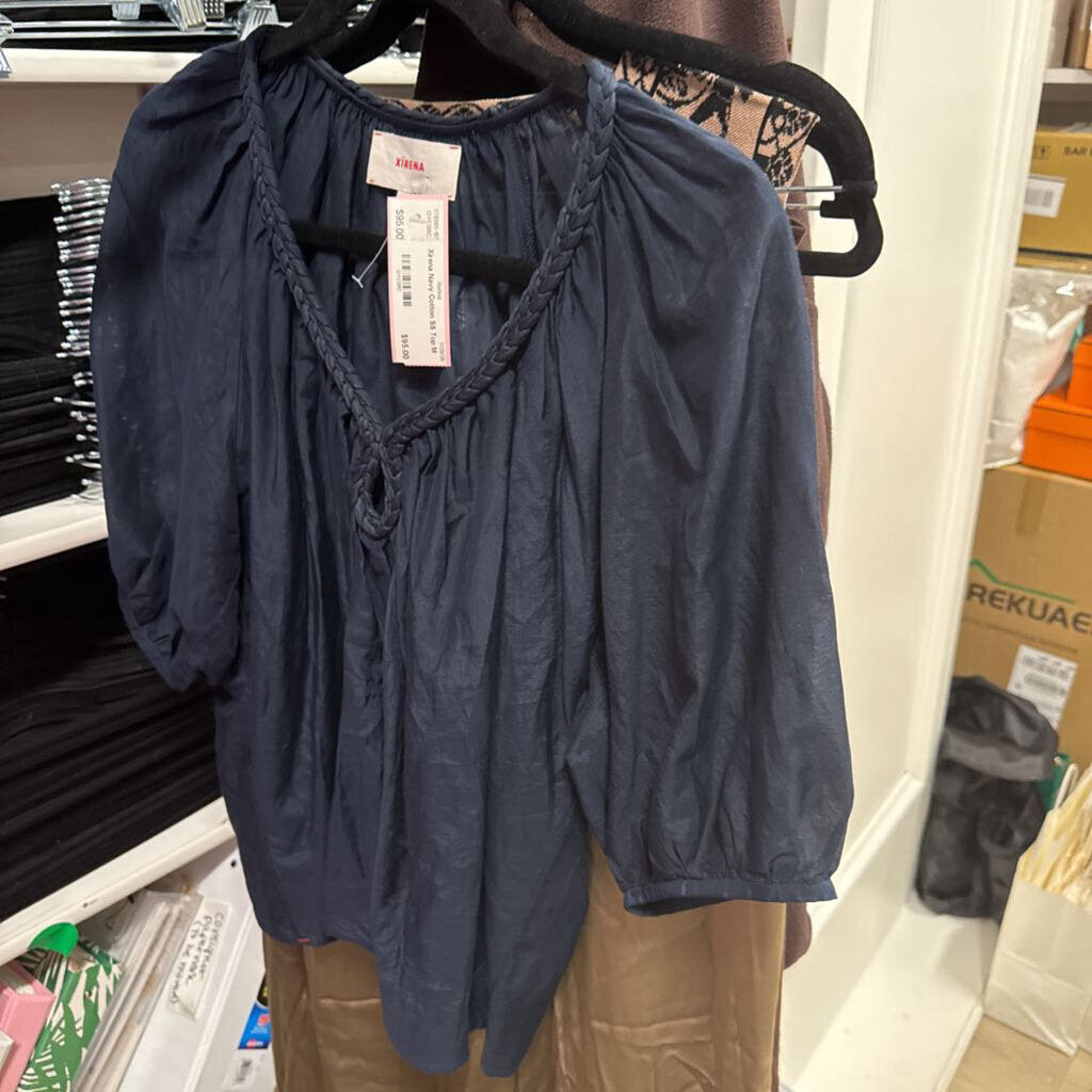 Navy Cotton SS Top