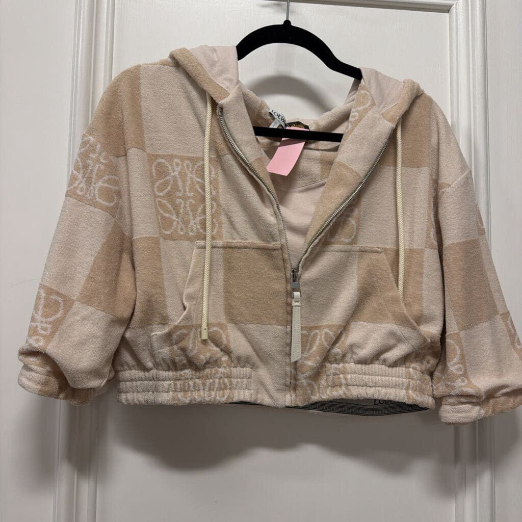 Brown Cotton Terry Anagram Cropped Hoodie (est 1150)
