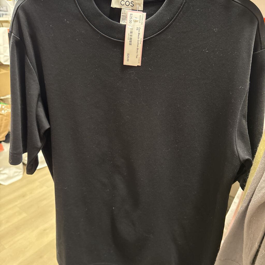 Black Cotton Boxy Tee