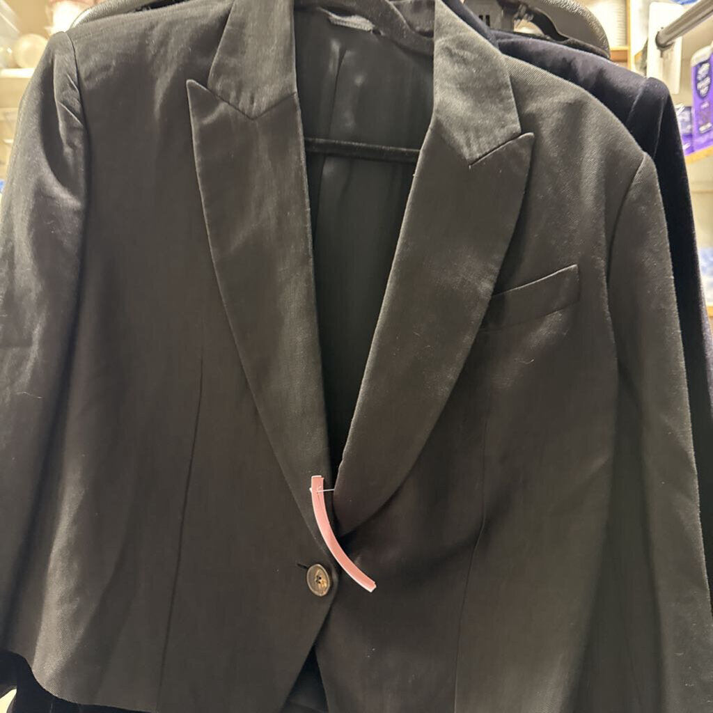 Black Viscose/Linen Cropped Blazer