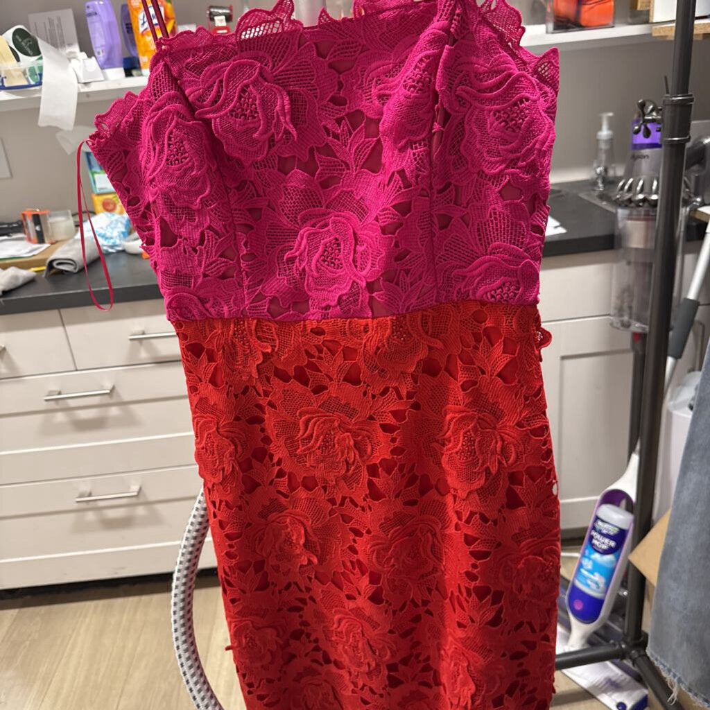 Pink/Orange Poly Lace Dress