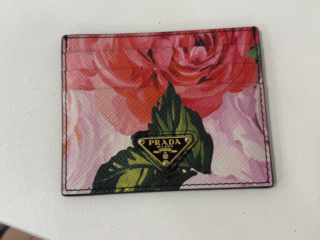 Floral Print Saffiano Leather Cardholder