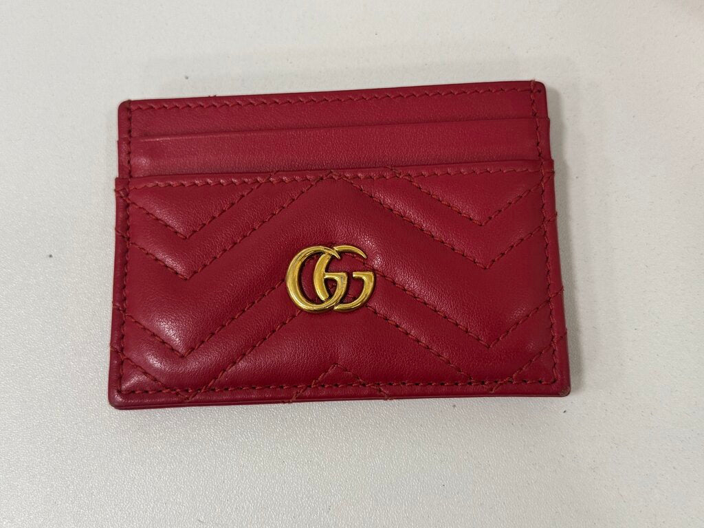 Red Quilted Leather Cardholder