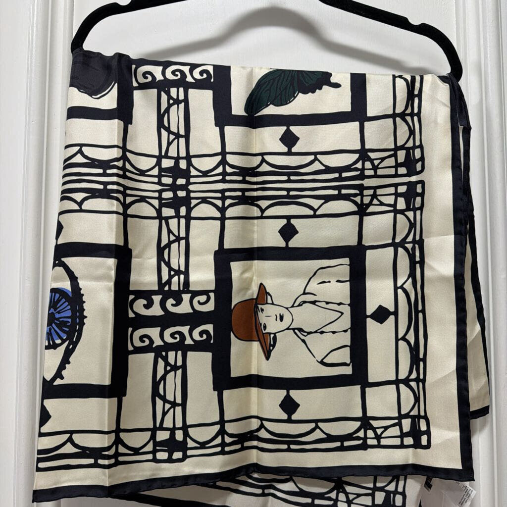 B&W Silk Patterned Scarf