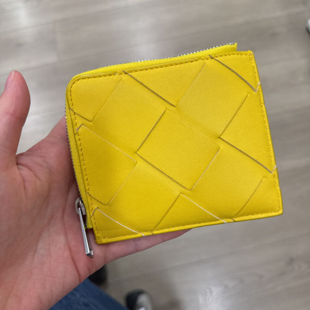 Yellow Intrecciato Zip Wallet