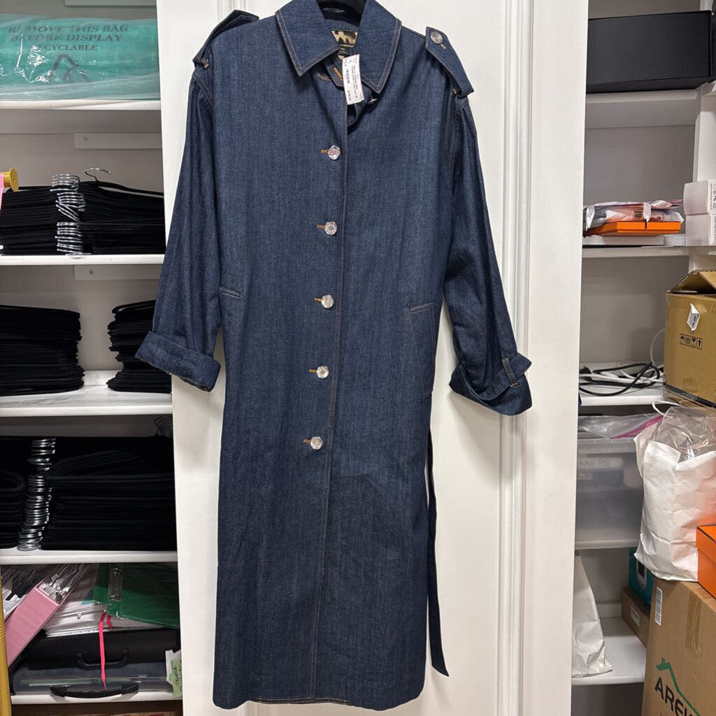 Dark Washed Denim Trench Coat
