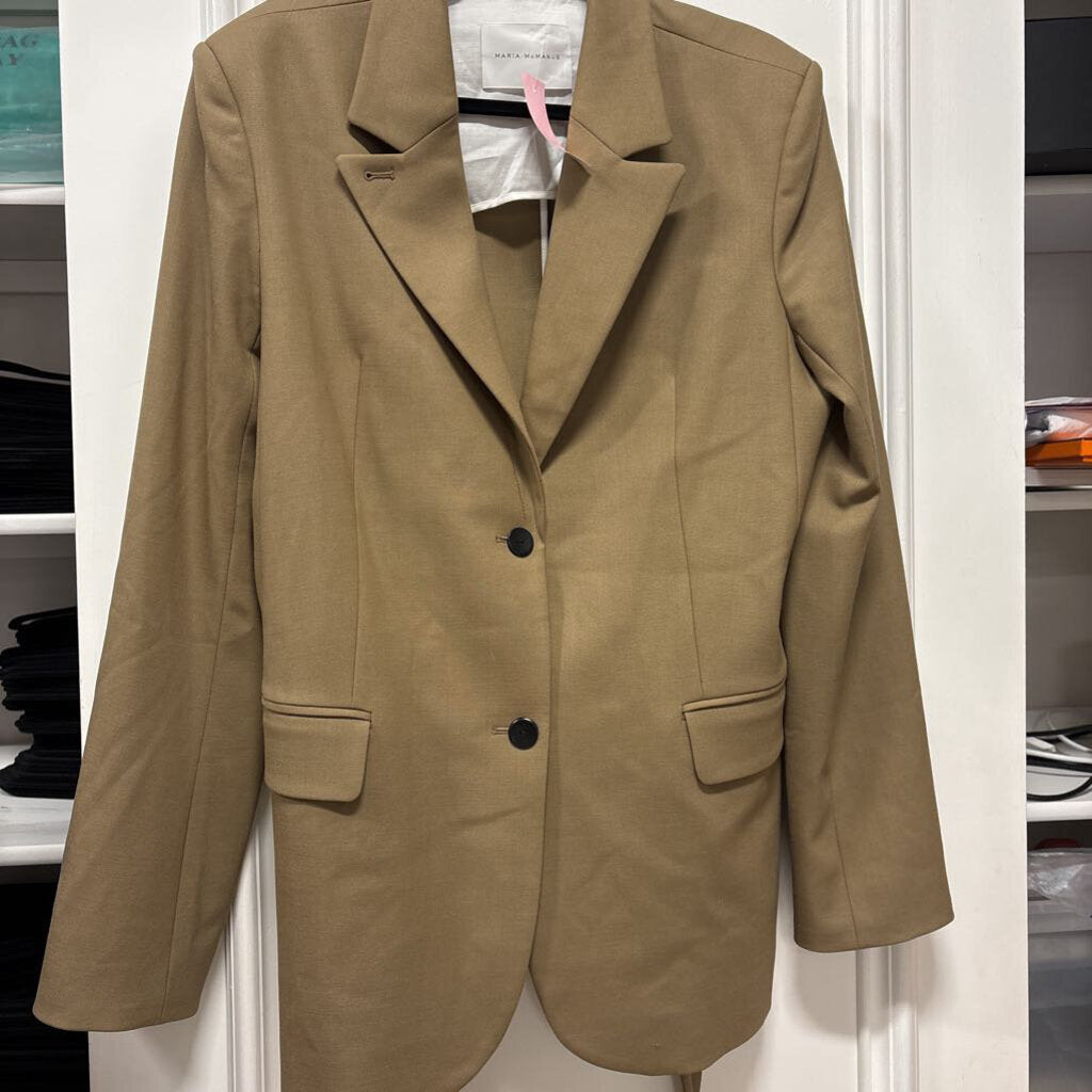 Brown Wool One Button Blazer