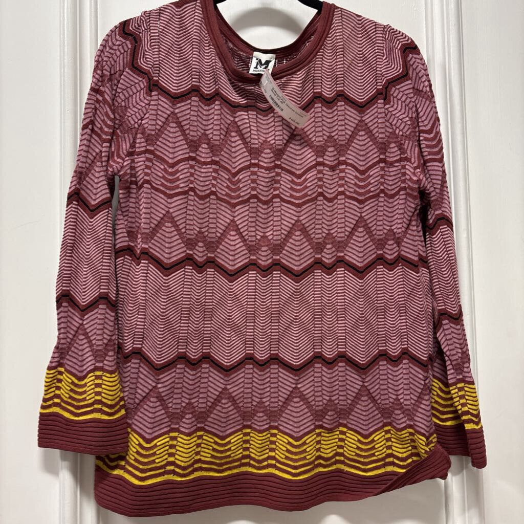 Pink Chevron Cotton Blend Top