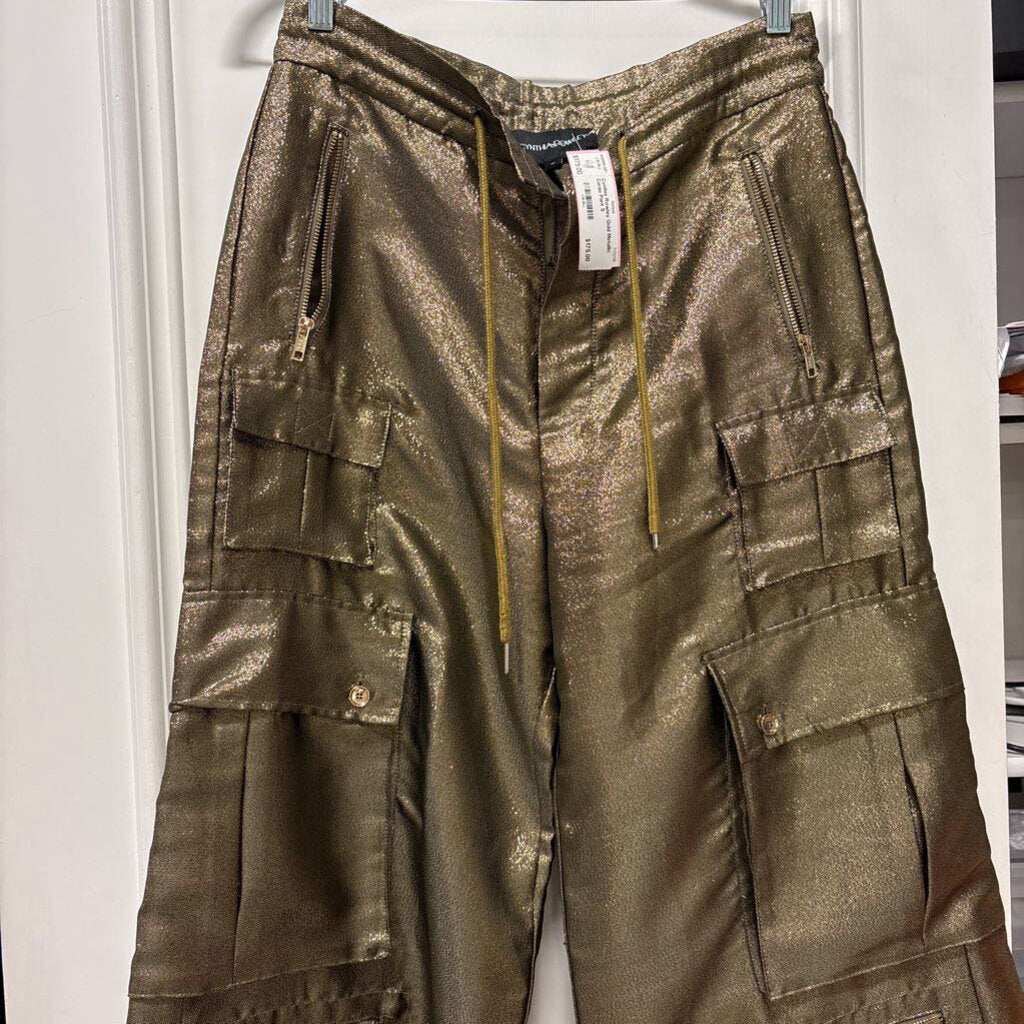Gold Metallic Cargo Pant