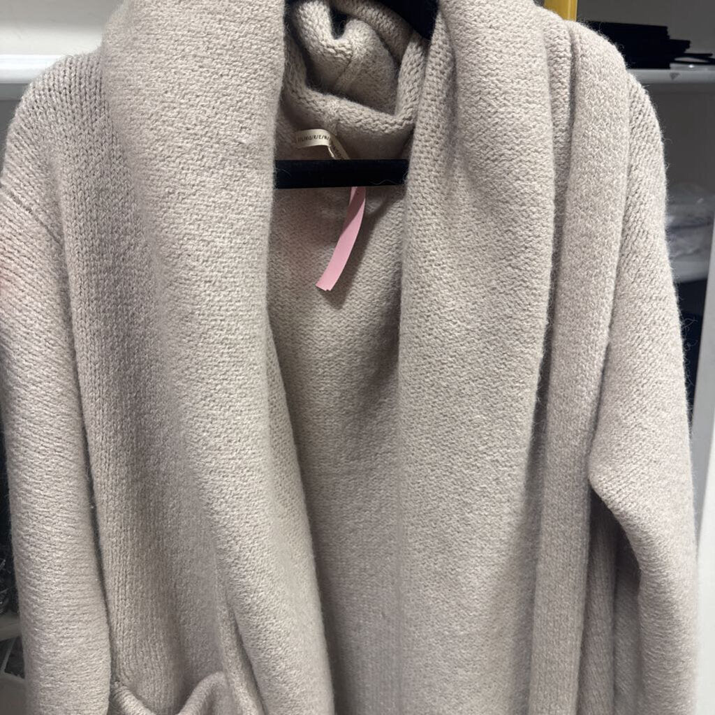 Beige Alpaca Long Shawl Sweater Jacket (695)