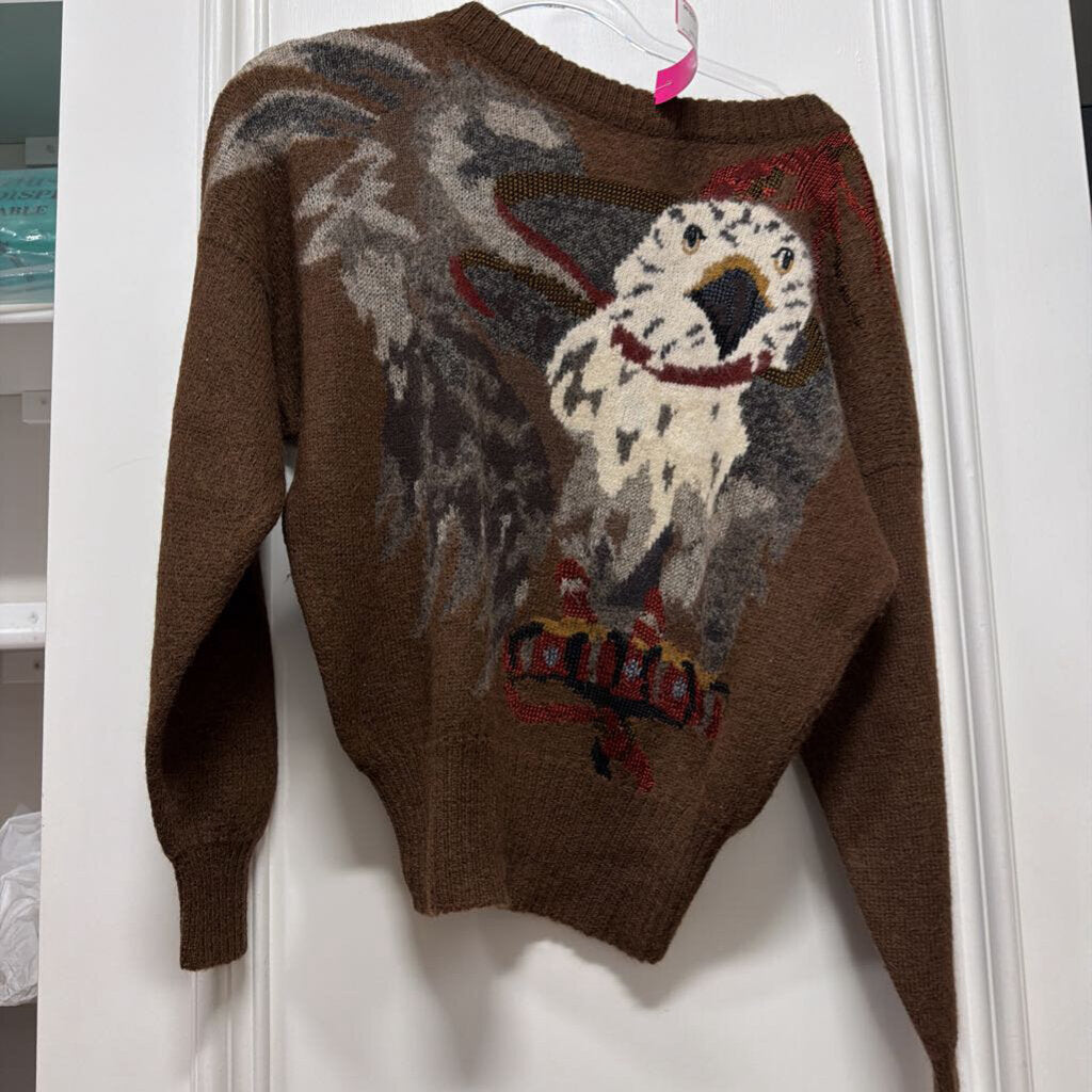 Vintage Brown Owl Print Sweater