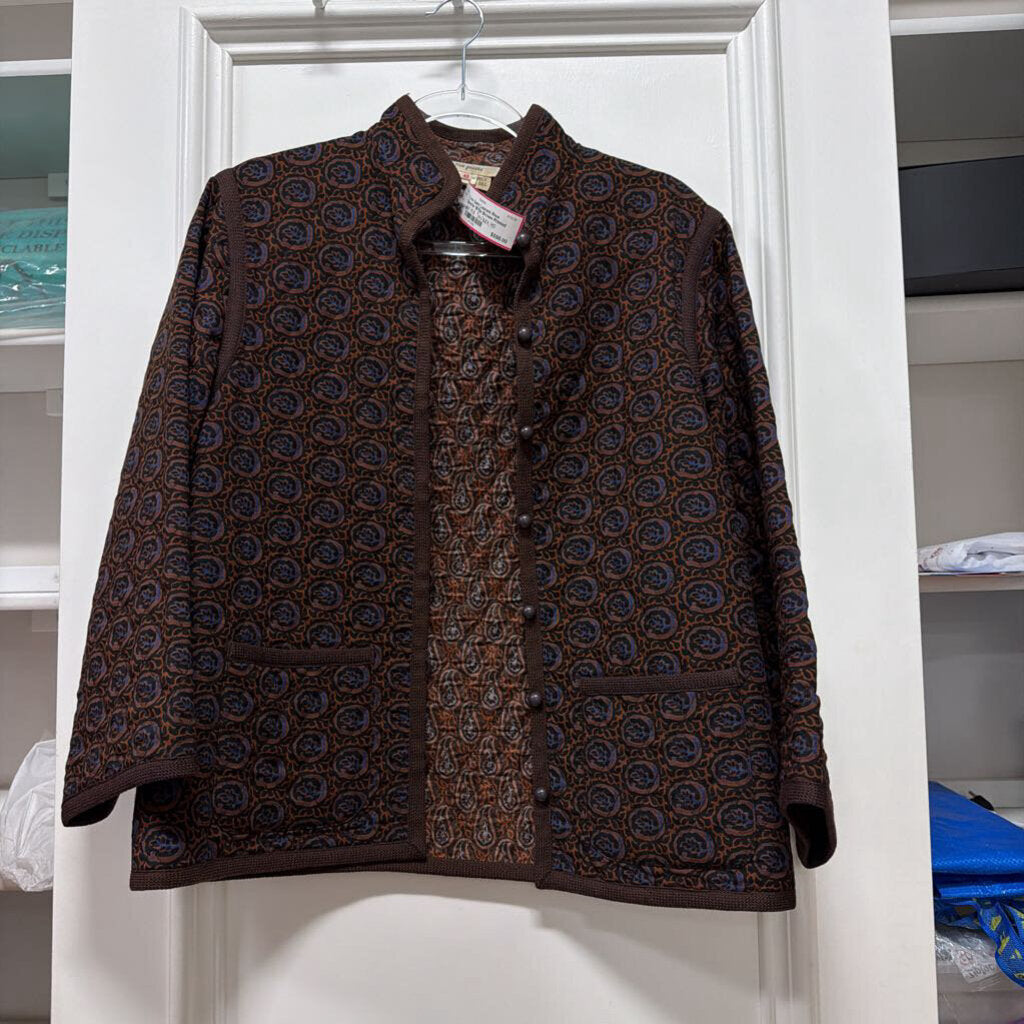 1970s Brown Printed Wool Quilted Jacket