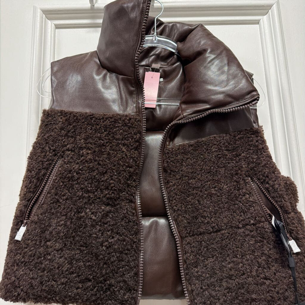 Brown Faux Leather Reversible Vest (295)
