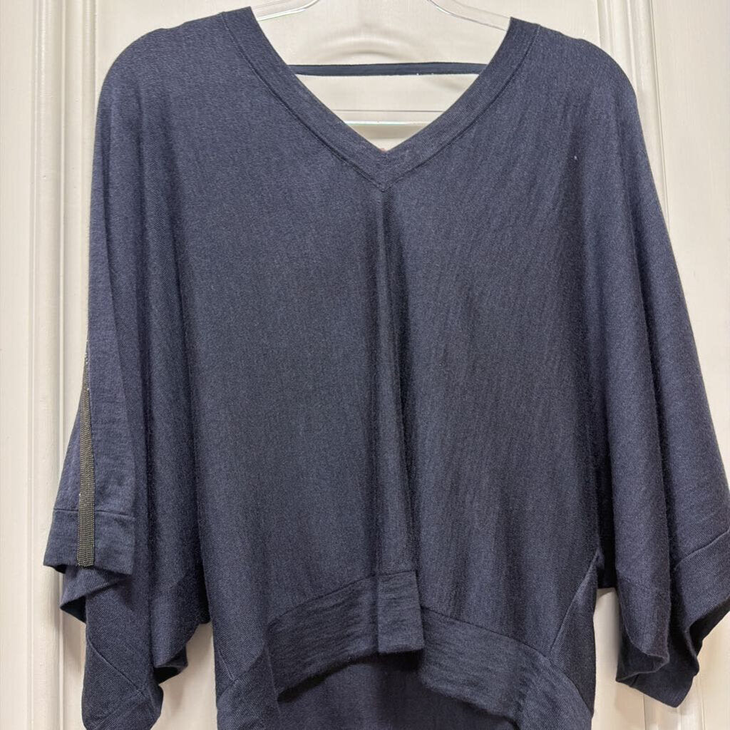 Navy Beaded Shoulder Sweater