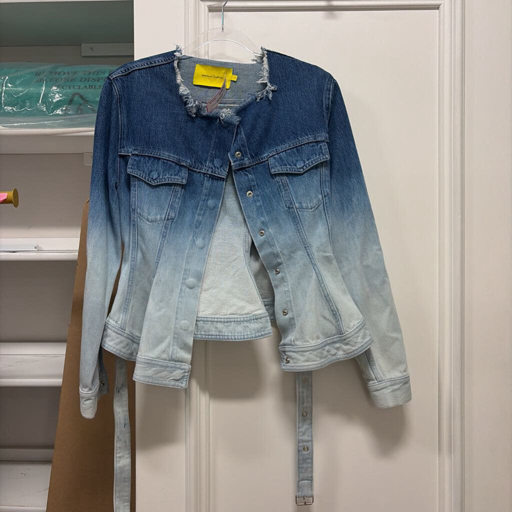 Blue Gradient Belted Denim Jacket (576)